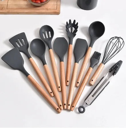 Conjunto de Utensílios de Cozinha de Silicone - 11 Peças Resistentes e Antiaderentes