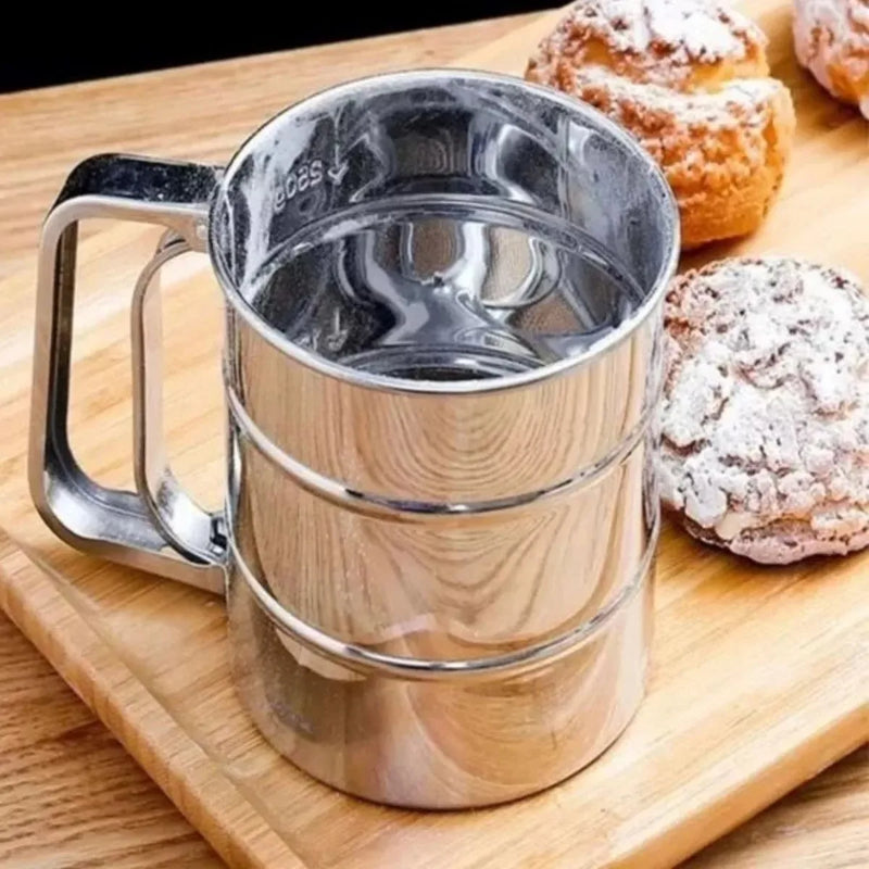 Polvilhador Tapioqueira de Inox com Gatilho - Para Farinha, Açúcar e Confeitaria