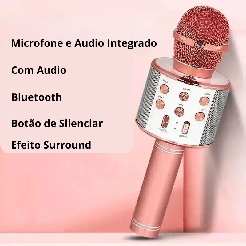 Microfone Infantil de Karaoke Microfone de Brinquedo Sem Fio Bluetooth