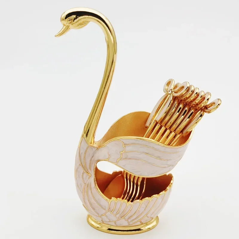 Suporte de Talheres Cisne com Colheres e Garfos – Elegância e Praticidade na Sua Mesa