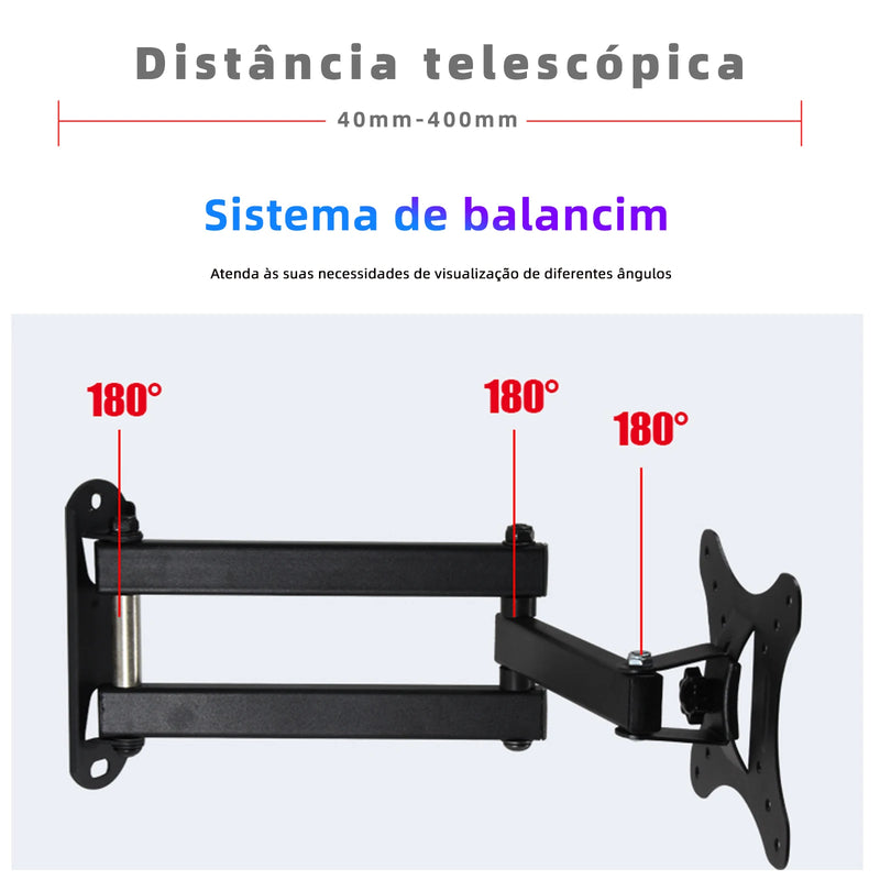 Suporte Multifuncional de TV Articulado – Ajuste Livre e Instalação Fácil