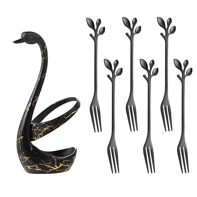 Suporte de Talheres Cisne com Colheres e Garfos – Elegância e Praticidade na Sua Mesa