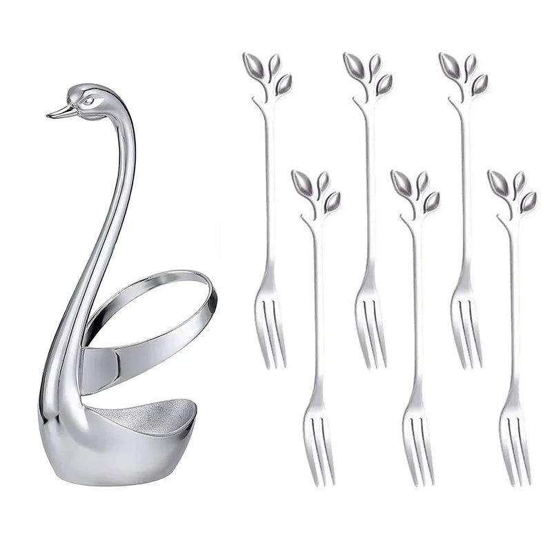 Suporte de Talheres Cisne com Colheres e Garfos – Elegância e Praticidade na Sua Mesa